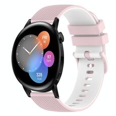 Per Huawei Watch GT3 46mm 22mm Cinturino in silicone bicolore a scacchi (rosa + bianco)