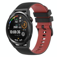 Per Huawei Watch GT Runner 22mm Cinturino in silicone bicolore a scacchi (nero + rosso)