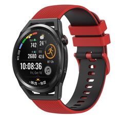 Per Huawei Watch GT Runner 22mm Cinturino in silicone bicolore a scacchi (rosso + nero)