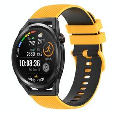 Per Huawei Watch GT Runner 22mm Cinturino in silicone bicolore a scacchi (giallo + nero)