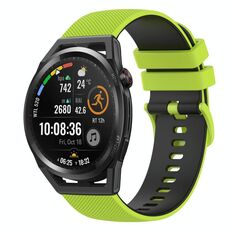 Per Huawei Watch GT Runner 22mm Cinturino in silicone bicolore a scacchi (verde lime + nero)