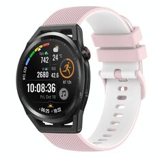 Per Huawei Watch GT Runner 22mm Cinturino in silicone bicolore a scacchi (rosa + bianco)