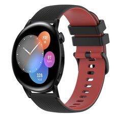 Per Huawei Watch 3 Cinturino in silicone bicolore a scacchi da 22 mm (nero + rosso)