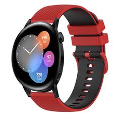 Per Huawei Watch 3 Cinturino in silicone bicolore a scacchi da 22 mm (rosso + nero)