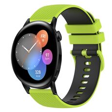 Per Huawei Watch 3 Cinturino in silicone bicolore a scacchi da 22 mm (verde lime + nero)