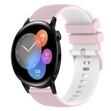 Per Huawei Watch 3 Cinturino in silicone bicolore a scacchi da 22 mm (rosa + bianco)