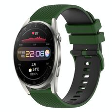Per Huawei Watch 3 Pro Cinturino per orologio in silicone bicolore a scacchi da 22 mm (verde amy + nero)
