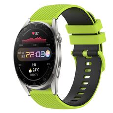 Per Huawei Watch 3 Pro 22mm Cinturino in silicone bicolore a scacchi (verde lime + nero)