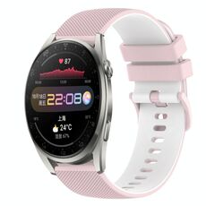Per Huawei Watch 3 Pro 22mm Cinturino in silicone bicolore a scacchi (rosa + bianco)