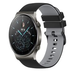 Per Huawei GT2 Pro Cinturino in silicone bicolore a scacchi da 22 mm (nero + grigio)
