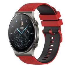 Per Huawei GT2 Pro Cinturino in silicone bicolore a scacchi da 22 mm (rosso + nero)