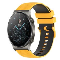 Cinturino per orologio in silicone bicolore a scacchi da 22 mm per Huawei GT2 Pro (giallo + nero)