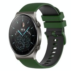 Cinturino per orologio in silicone bicolore a scacchi da 22 mm per Huawei GT2 Pro (verde Amy + nero)