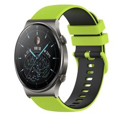 Cinturino per orologio in silicone bicolore a scacchi da 22 mm per Huawei GT2 Pro (verde lime + nero)