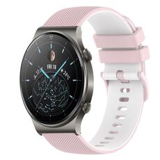 Cinturino per orologio in silicone bicolore a scacchi da 22 mm per Huawei GT2 Pro (rosa + bianco)