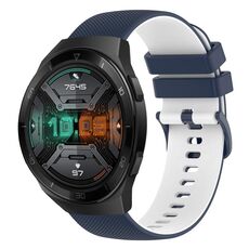Per Huawei Watch GT 2E Cinturino in silicone bicolore a scacchi da 22 mm (blu scuro + bianco)