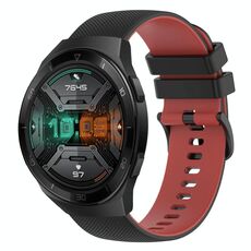 Per Huawei Watch GT 2E Cinturino in silicone bicolore a scacchi da 22 mm (nero + rosso)