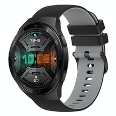 Per Huawei Watch GT 2E Cinturino in silicone bicolore a scacchi da 22 mm (nero + grigio)