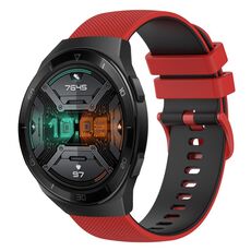 Per Huawei Watch GT 2E Cinturino in silicone bicolore a scacchi da 22 mm (rosso + nero)