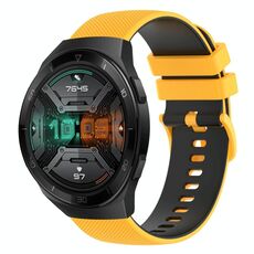 Per Huawei Watch GT 2E Cinturino in silicone bicolore a scacchi da 22 mm (giallo + nero)