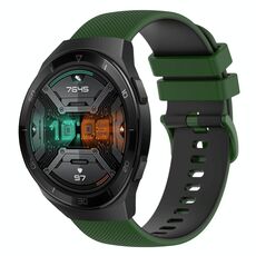 Per Huawei Watch GT 2E Cinturino in silicone bicolore a scacchi da 22 mm (verde Amy + nero)
