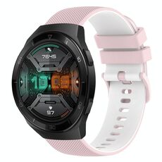 Per Huawei Watch GT 2E Cinturino in silicone bicolore a scacchi da 22 mm (rosa + bianco)