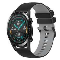 Per Huawei GT2 46mm 22mm Cinturino in silicone bicolore a scacchi (nero + grigio)