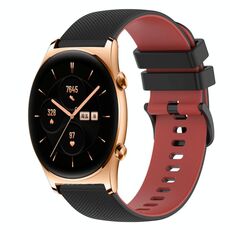 Cinturino per orologio in silicone bicolore a scacchi da 22 mm For Honor Watch GS 3 (nero + rosso)