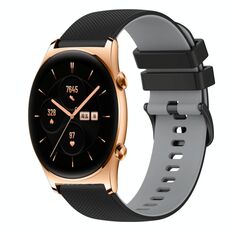 Cinturino per orologio in silicone bicolore a scacchi da 22 mm For Honor Watch GS 3 (nero + grigio)