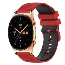 Cinturino per orologio in silicone bicolore a scacchi da 22 mm For Honor Watch GS 3 (rosso + nero)