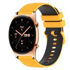 Cinturino per orologio in silicone bicolore a scacchi da 22 mm For Honor Watch GS 3 (giallo + nero)