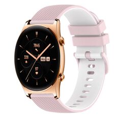 Cinturino per orologio in silicone bicolore a scacchi da 22 mm For Honor Watch GS 3 (rosa + bianco)