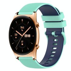 Cinturino per orologio in silicone bicolore a scacchi da 22 mm For Honor Watch GS 3 (verde acqua + blu)
