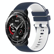 Cinturino per orologio For Honor Watch GS Pro 22 mm a scacchi in silicone bicolore (blu scuro + bianco)