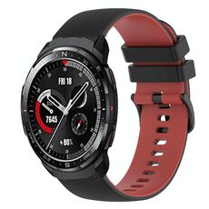 Cinturino per orologio in silicone bicolore a scacchi da 22 mm For Honor Watch GS Pro (nero + rosso)