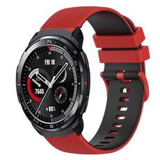 Cinturino per orologio in silicone bicolore a scacchi da 22 mm For Honor Watch GS Pro (rosso + nero)
