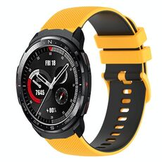 Cinturino per orologio in silicone bicolore a scacchi da 22 mm For Honor Watch GS Pro (giallo + nero)