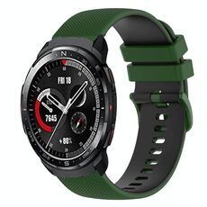 Cinturino per orologio For Honor Watch GS Pro 22 mm a scacchi in silicone bicolore (verde Amy + nero)