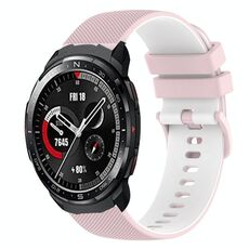 Cinturino per orologio For Honor Watch GS Pro 22 mm a scacchi in silicone bicolore (rosa + bianco)