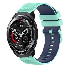 Cinturino per orologio in silicone bicolore a scacchi da 22 mm For Honor Watch GS Pro (verde acqua + blu)