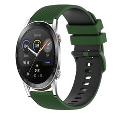 For Honor Magic Watch 2 46mm 22mm Cinturino in silicone bicolore a scacchi (verde amy + nero)