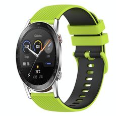 For Honor Magic Watch 2 46mm 22mm Cinturino in silicone bicolore a scacchi (verde lime + nero)