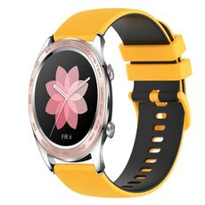 For Honor Watch Dream 22mm Cinturino in silicone bicolore a scacchi (giallo + nero)