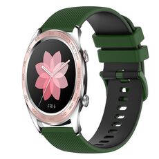 Cinturino per orologio in silicone bicolore a scacchi For Honor Watch Dream da 22 mm (verde amy + nero)