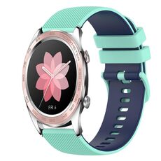 Cinturino per orologio in silicone bicolore a scacchi For Honor Watch Dream da 22 mm (verde acqua + blu)