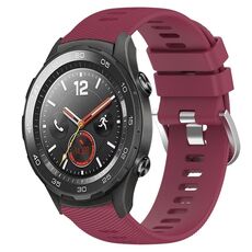 Per Huawei Watch 2 Cinturino per orologio in silicone morbido a tinta unita da 20 mm (rosso vino)
