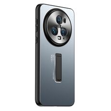 Custodia per telefono con supporto in TPU ibrido in metallo satinato per Honor Magic5 Pro (blu)
