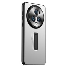 Custodia per telefono con supporto in TPU ibrido in metallo satinato per Honor Magic5 Pro (argento)