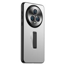 Custodia per telefono con supporto in TPU ibrido in metallo satinato per Honor Magic5 (argento)