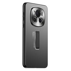 Per Honor Magic6 Custodia per telefono con supporto in TPU ibrido in metallo satinato (nero)